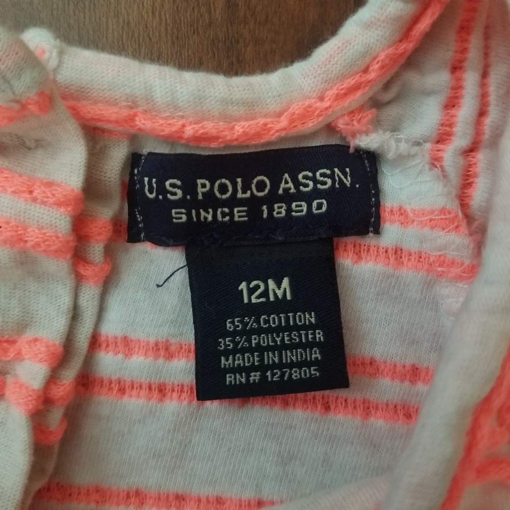 U.S. Polo Assn Onesie Ruffle Sleeves Large Logo - Picture 8 of 8